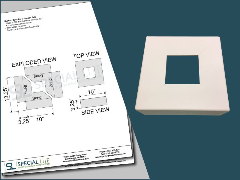 Custom Square Base for a surface mount pole