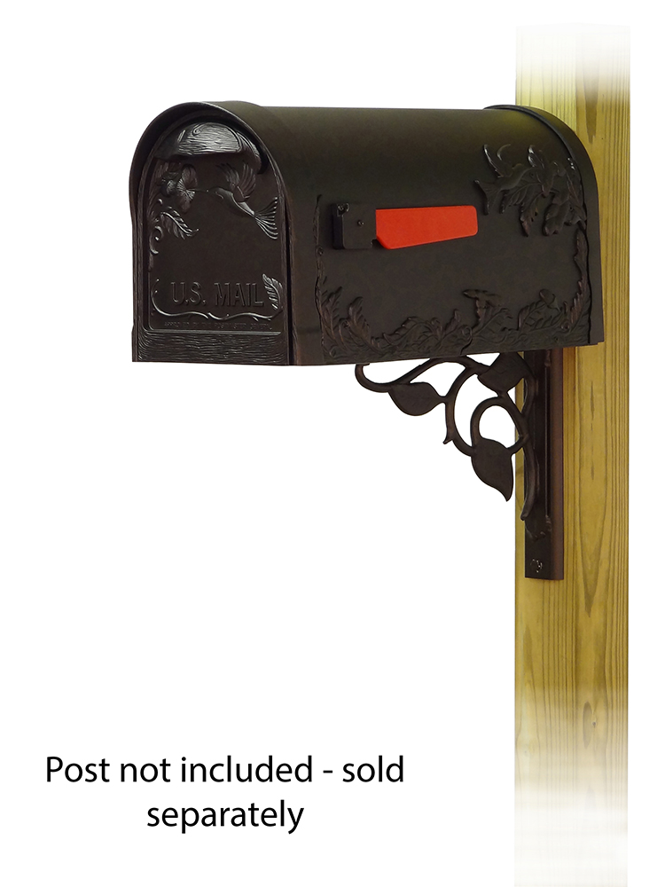 Floral Mailbox Mounting Bracket and Hummingbird Curbside Mailbox