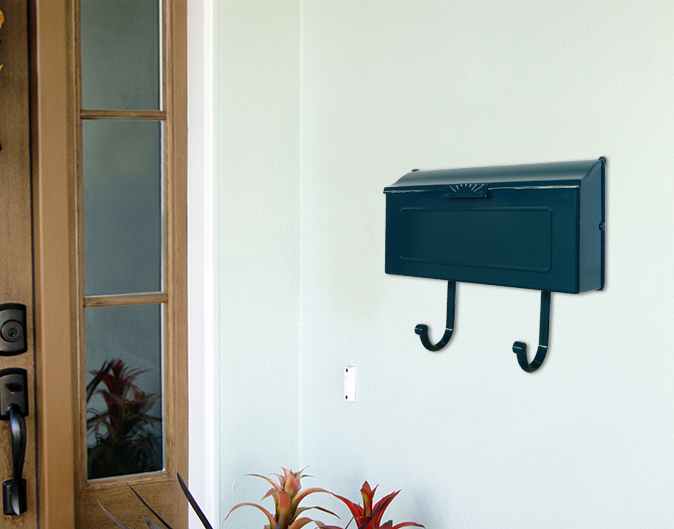 Blue Mid Century Modern Wall Mount Mailbox