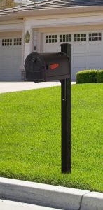 Wellington square aluminum mailbox post SPK-720 with Savannah Curbside Mailbox