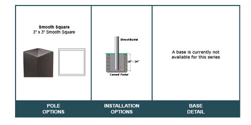 Wellington 3x3 smooth aluminum square pole detail